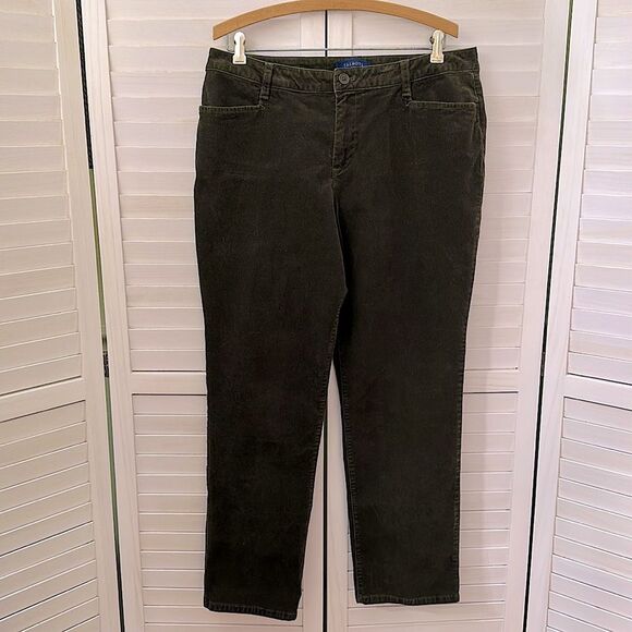 #22-Talbots Corduroy Pants Size 14 Stretch Curvy Olive Green - Picture 2 of 12